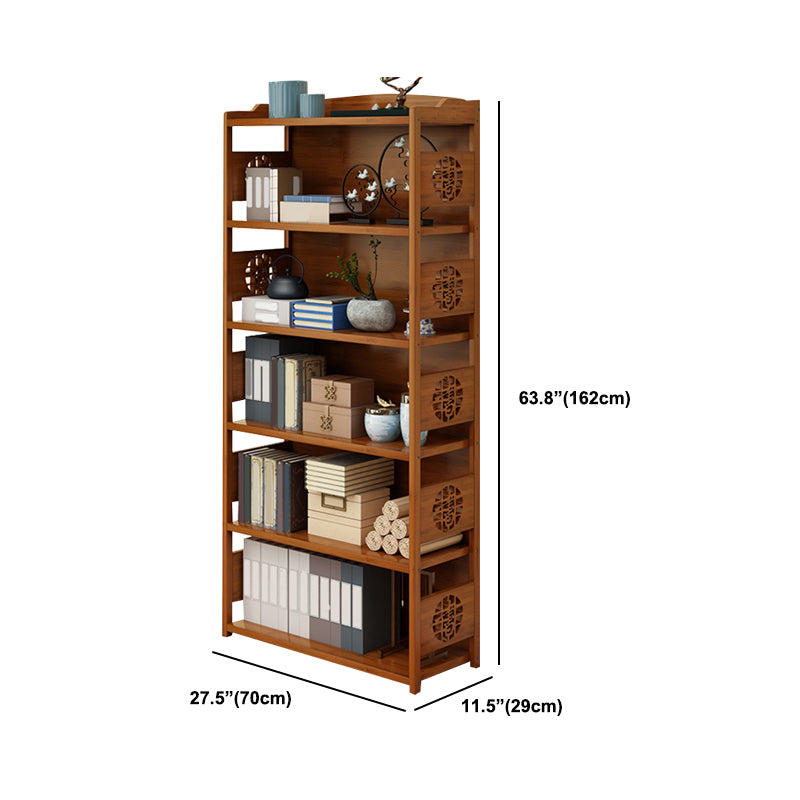 Contemporary Brown Book Shelf Office Open Shelf Bookcase with Drawers