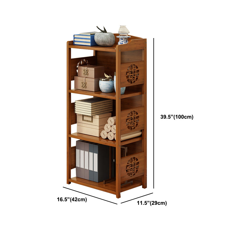 Contemporary Brown Book Shelf Office Open Shelf Bookcase with Drawers