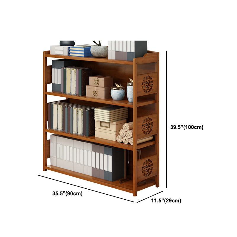 Contemporary Brown Book Shelf Office Open Shelf Bookcase with Drawers