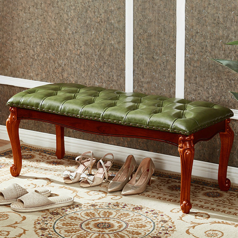 Rectangle 15.7" Wide Entryway Bench Traditional Upholstered Seating Bench with Nailheads