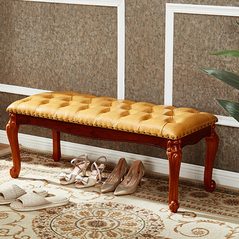 Rectangle 15.7" Wide Entryway Bench Traditional Upholstered Seating Bench with Nailheads