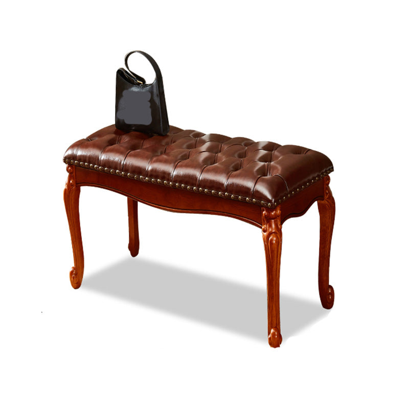 Rectangle 15.7" Wide Entryway Bench Traditional Upholstered Seating Bench with Nailheads