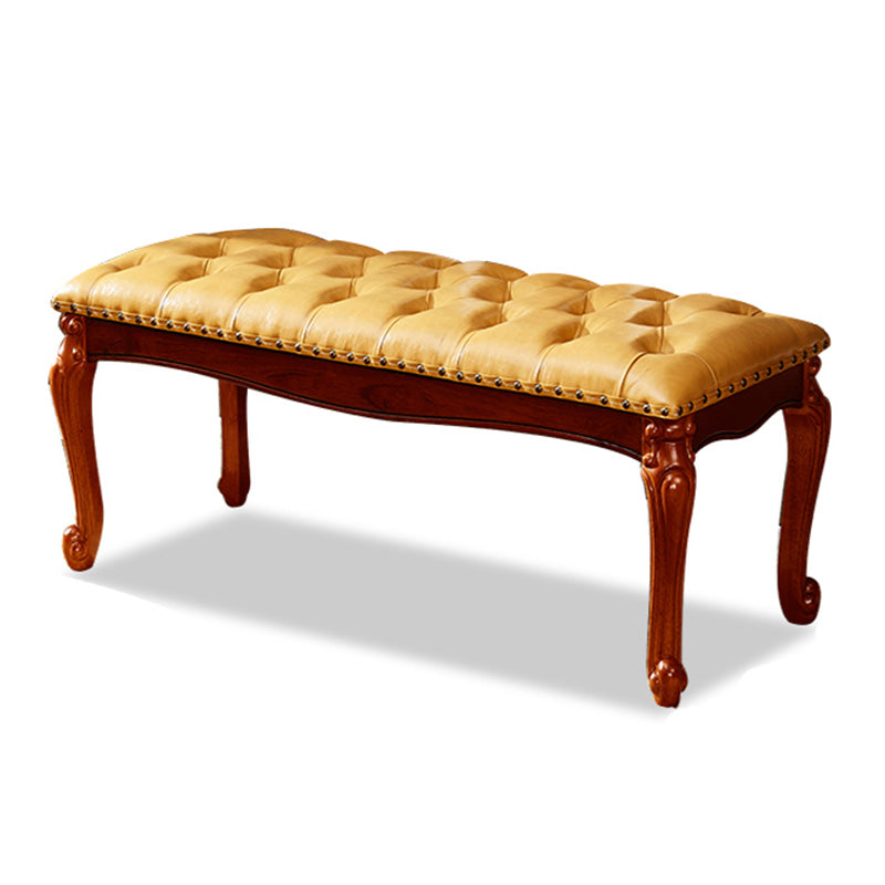 Rectangle 15.7" Wide Entryway Bench Traditional Upholstered Seating Bench with Nailheads