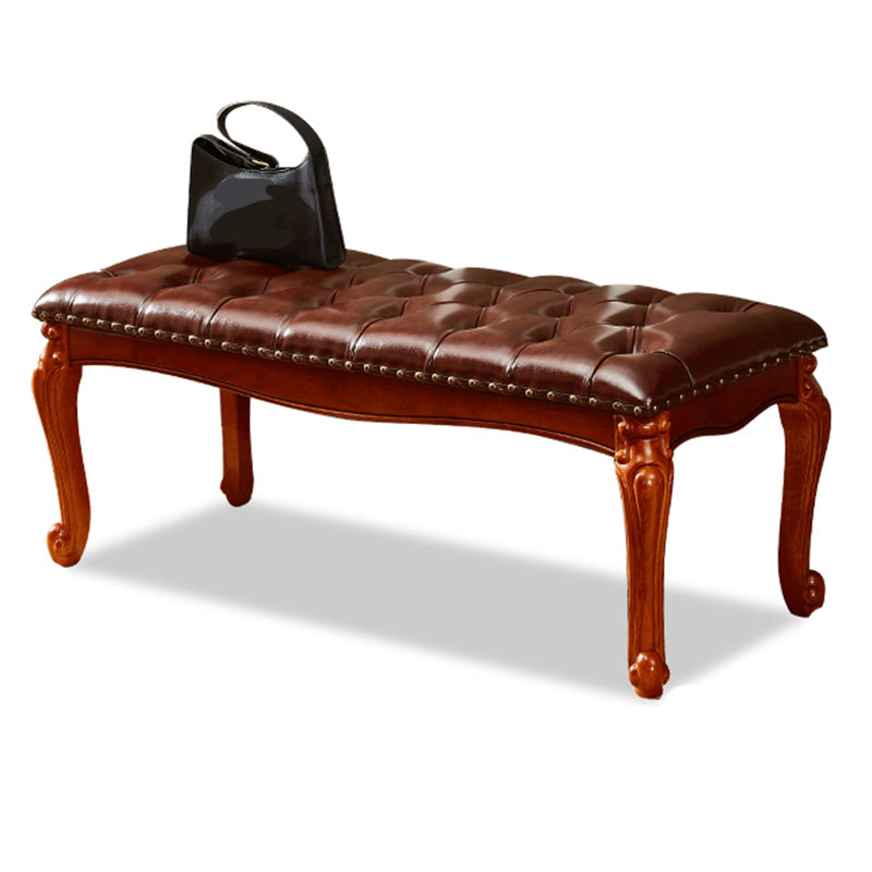 Rectangle 15.7" Wide Entryway Bench Traditional Upholstered Seating Bench with Nailheads