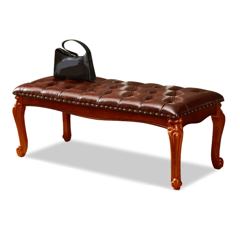 Rectangle 15.7" Wide Entryway Bench Traditional Upholstered Seating Bench with Nailheads