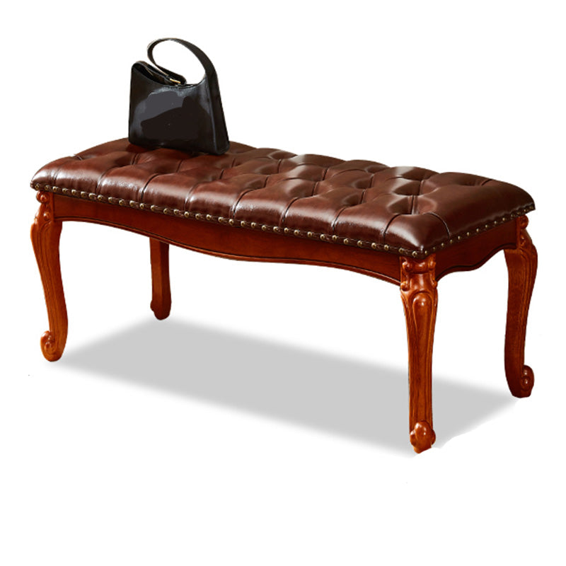 Rectangle 15.7" Wide Entryway Bench Traditional Upholstered Seating Bench with Nailheads