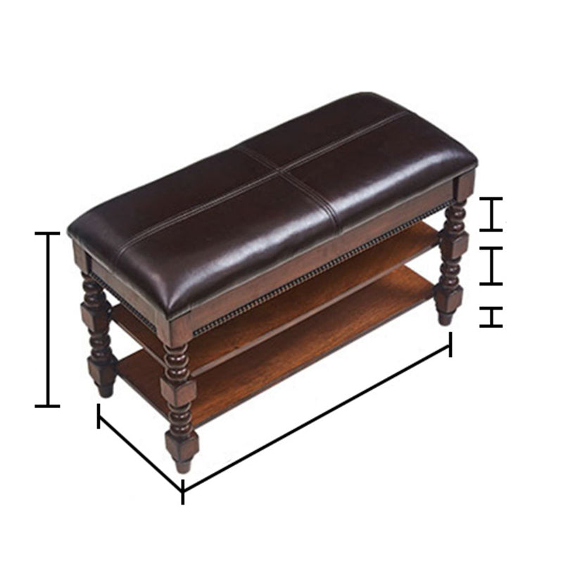 Rectangle 18.9"H Brown Entryway Bench Traditional Upholstered Seating Bench with Storage