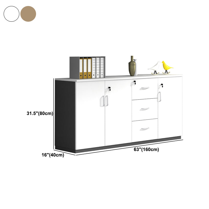 Nordic Style File Cabinets Solid Wood Frame Key Lock Horizontal File Cabinet