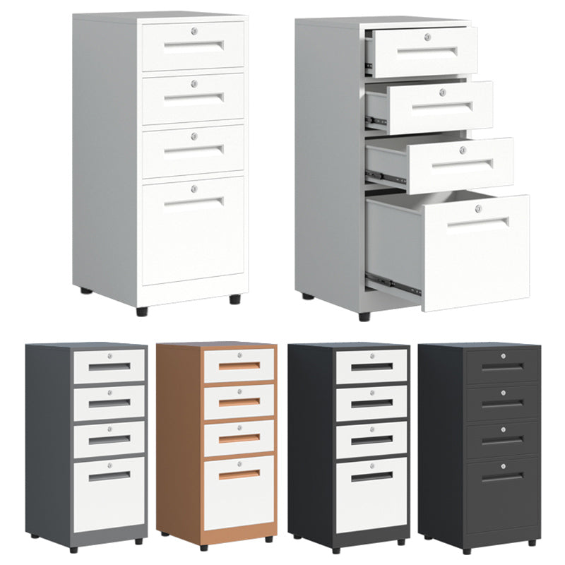 Traditional Cabinet Metal Locking Drawers and Castors Vertical Filing Cabinet