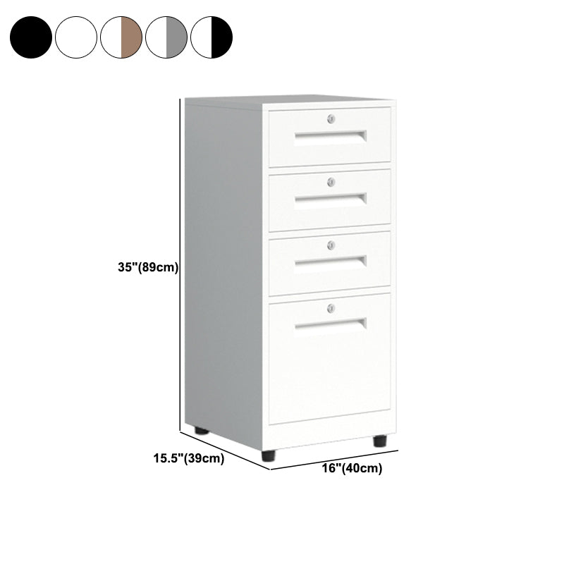 Traditional Cabinet Metal Locking Drawers and Castors Vertical Filing Cabinet