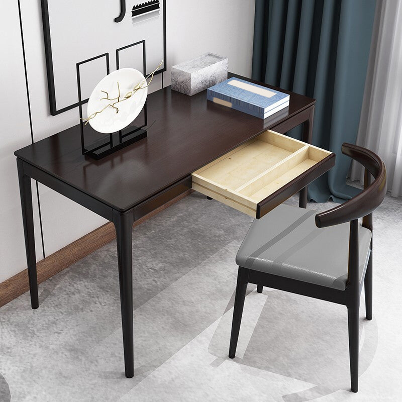 Rubberwood Rectangular Writing Desk Home or Office Black Desk