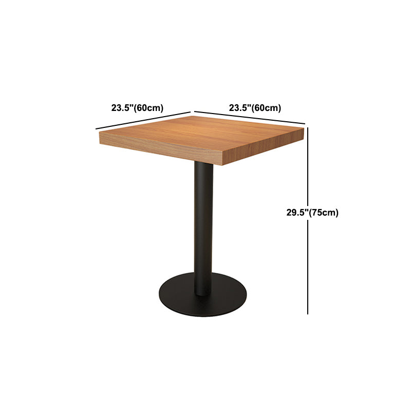 Industrial Bar Dining Table Natural Solid Wood Bistro Bar Table with Metal Base