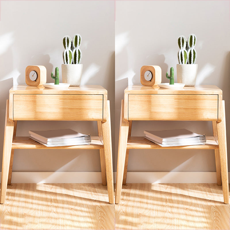 Solid Wood Bedside Cabinet Legs Included Night Table with Drawer