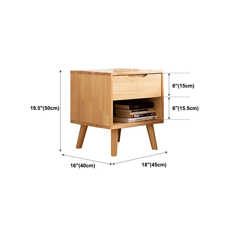 Solid Wood Bedside Cabinet Legs Included Night Table with Drawer