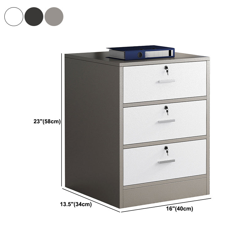 Leisure File Cabinet Color Block Wood Locking Drawers File Cabinet