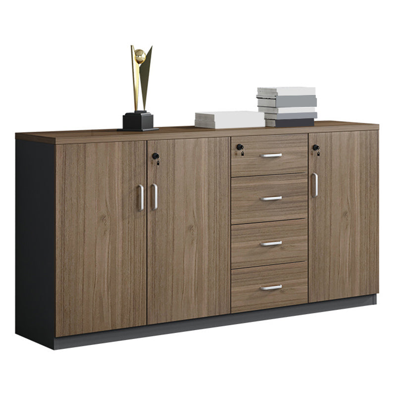 Walnut File Cabinet Storage Shelves Lateral File Cabinet with Locking Drawers