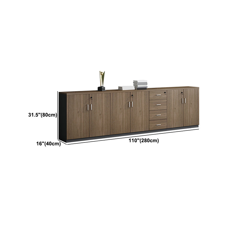 Walnut File Cabinet Storage Shelves Lateral File Cabinet with Locking Drawers