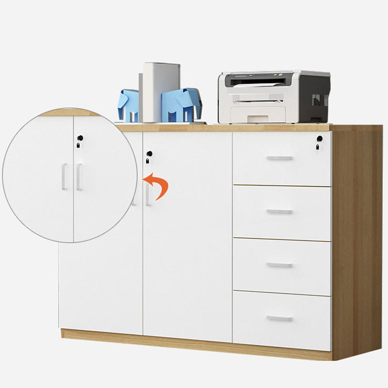 Locking Drawers File Cabinet Wood Storage Shelves Modern Lateral File Cabinet for Office