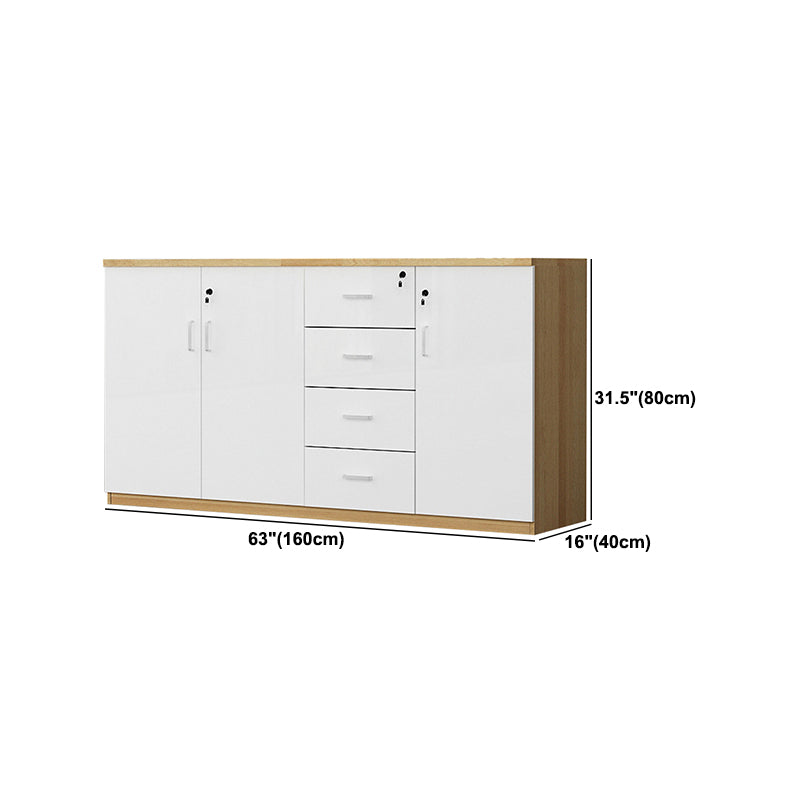 Locking Drawers File Cabinet Wood Storage Shelves Modern Lateral File Cabinet for Office