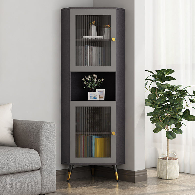 Modern Accent Cabinet with 2 Glass Doors and Storage Shelf Cabinet