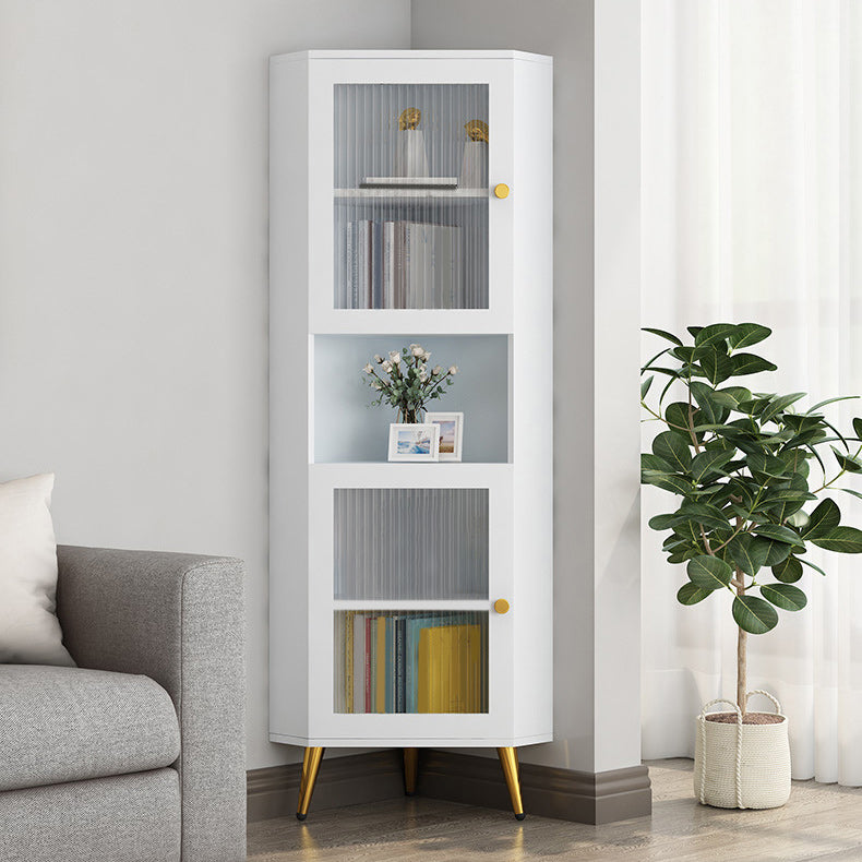 Modern Accent Cabinet with 2 Glass Doors and Storage Shelf Cabinet