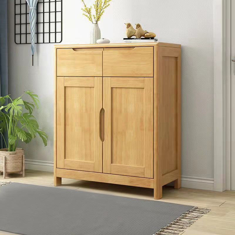 Mid-Century Cabinet with 2 Doors and 2 Drawers in Rubberwood