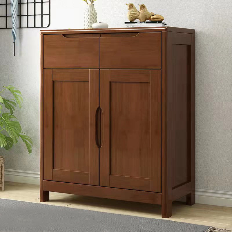 Mid-Century Cabinet with 2 Doors and 2 Drawers in Rubberwood