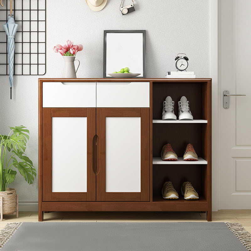 Mid-Century Cabinet with 2 Doors and 2 Drawers in Rubberwood