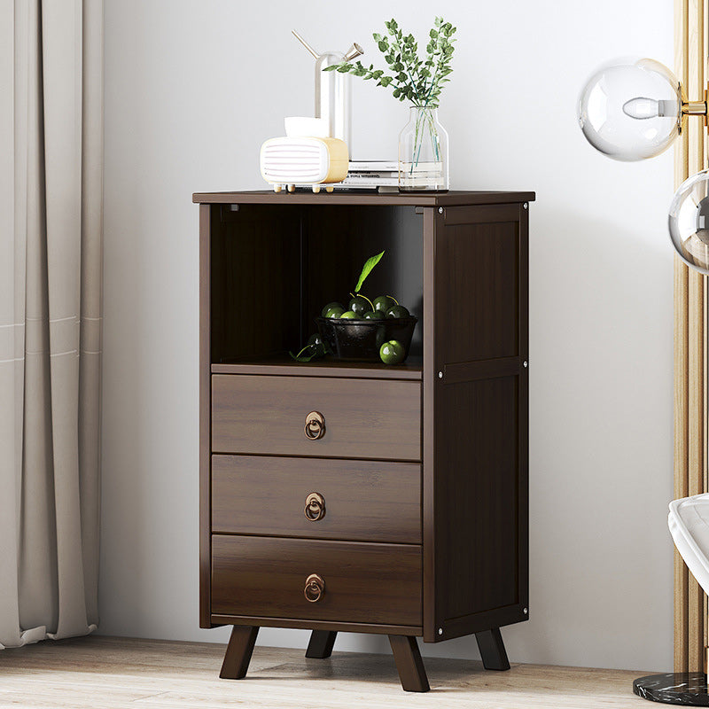 Mid-Century Accent Chest with Shelf and Drawers and Straight Legs