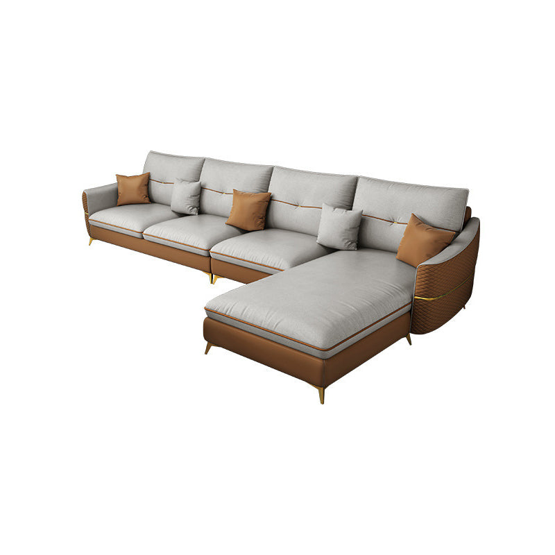 Sloped Arm Sectional Modern 5-seater Faux Leather Sectional Sofa