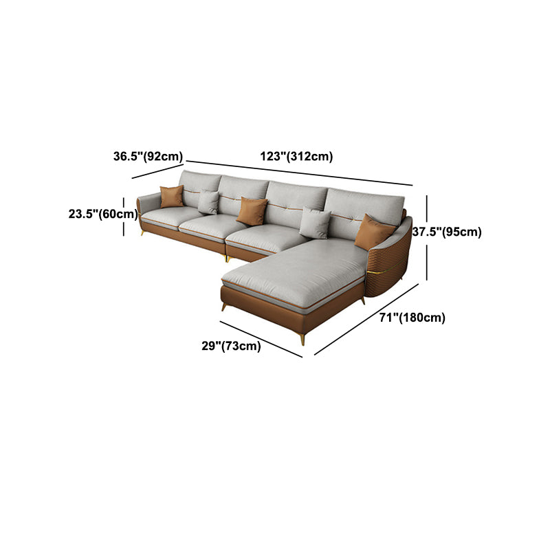 Sloped Arm Sectional Modern 5-seater Faux Leather Sectional Sofa