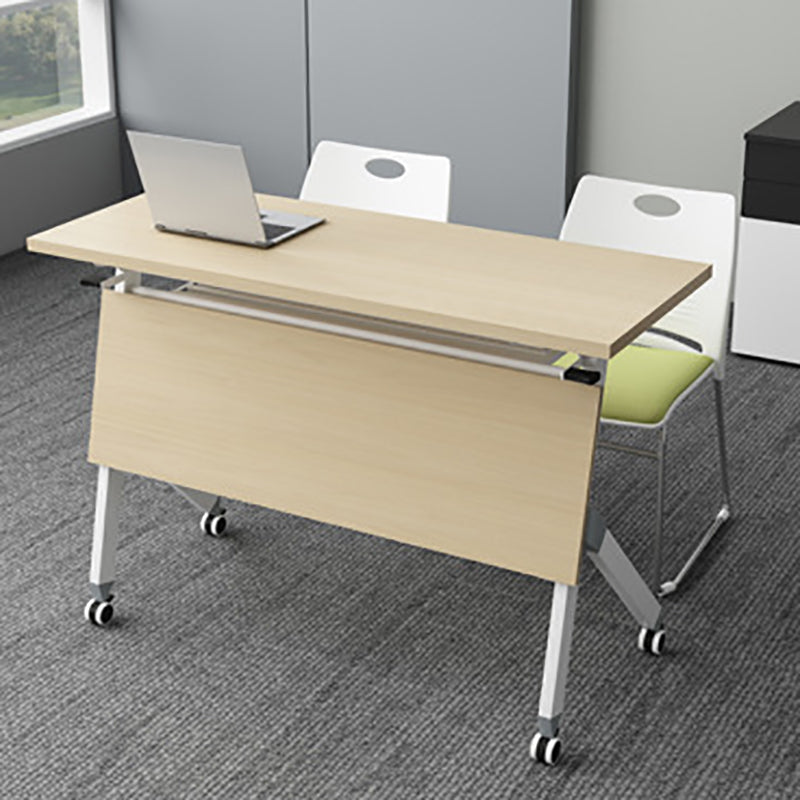 Contemporary Desk for Office 30"H Rectangular Desk in Brown Desk with Caster Wheels