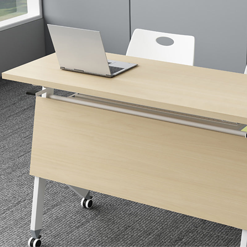 Contemporary Desk for Office 30"H Rectangular Desk in Brown Desk with Caster Wheels