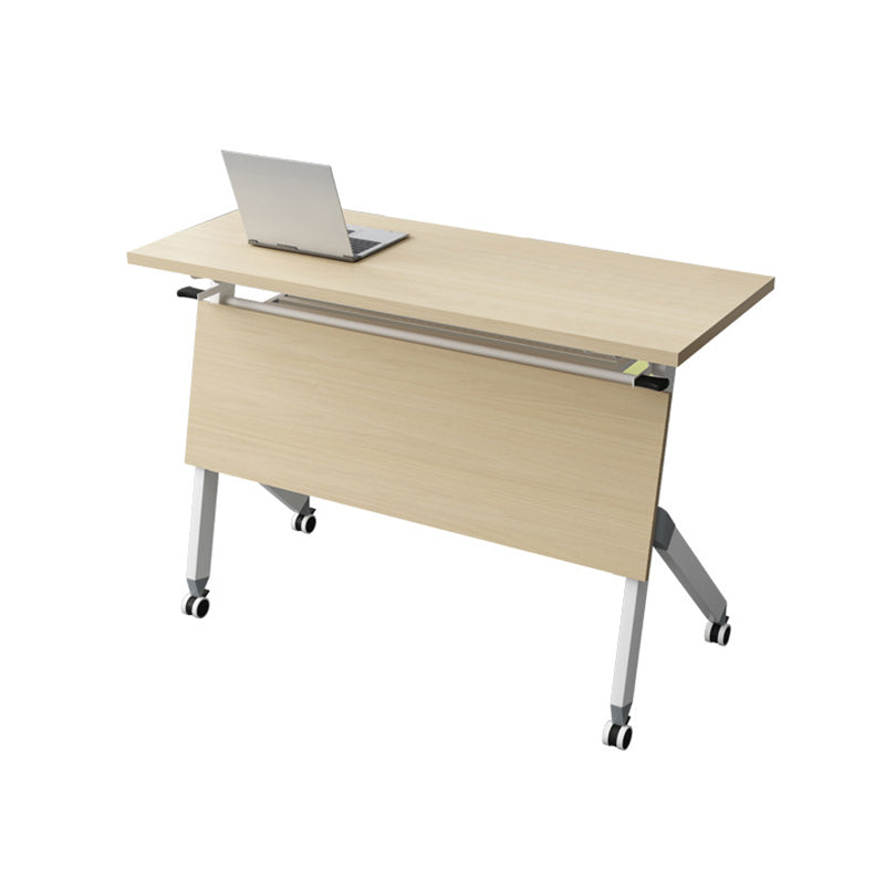 Contemporary Desk for Office 30"H Rectangular Desk in Brown Desk with Caster Wheels