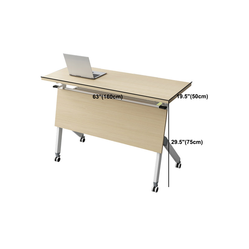 Contemporary Desk for Office 30"H Rectangular Desk in Brown Desk with Caster Wheels