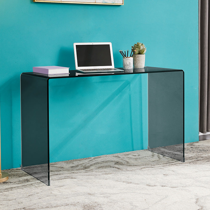 Modern Glass-Top Computer Desk Rectangular Sled Writing Desk for Home