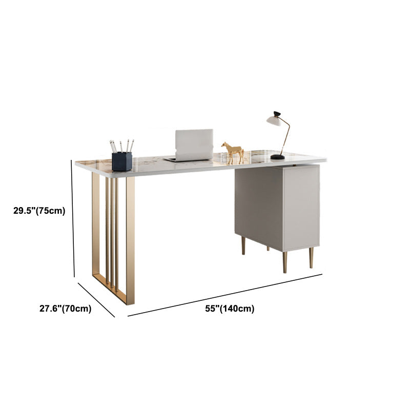 Contemporary Marble Desk for Office 30"H Rectangular Desk with 1 Drawer