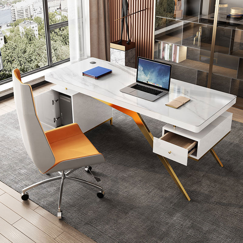 Contemporary Desk for Office 28"W X 30"H Rectangular Desk in White