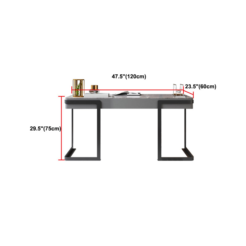 Contemporary Marble Desk for Office 30"H Rectangular Desk in Gray