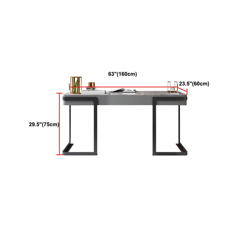 Contemporary Marble Desk for Office 30"H Rectangular Desk in Gray