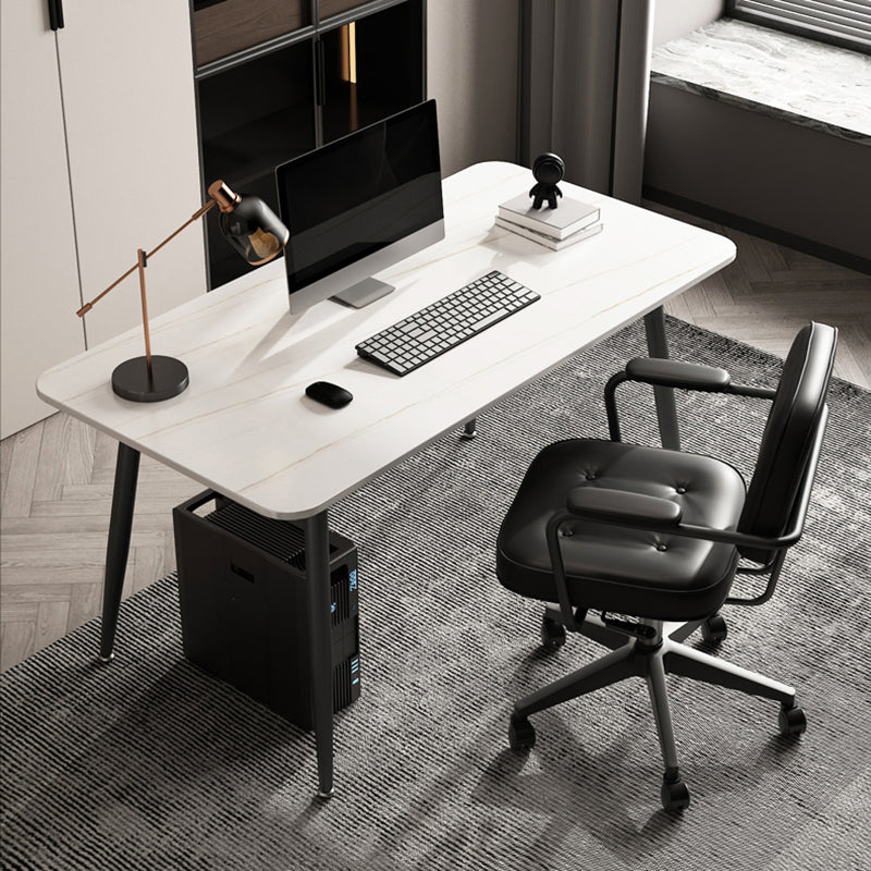 Contemporary Marble Desk for Office 30"H Rectangular Computer Desk