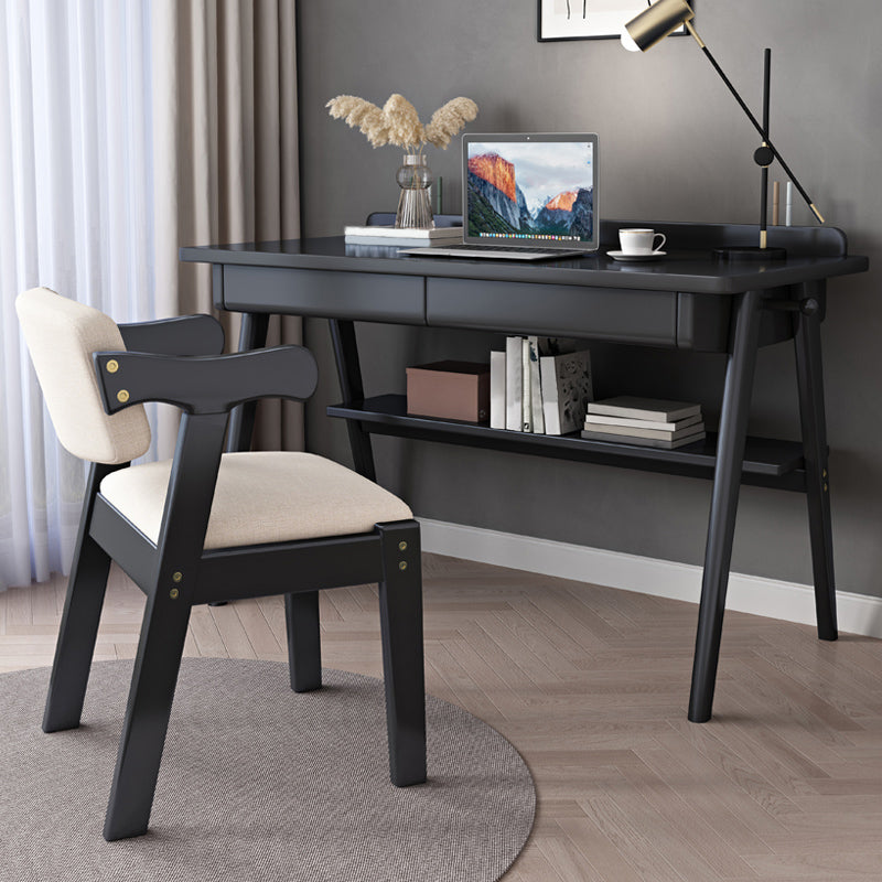 Rectangular Solid Wood Writing Desk Modern Black Writing Desk for Home