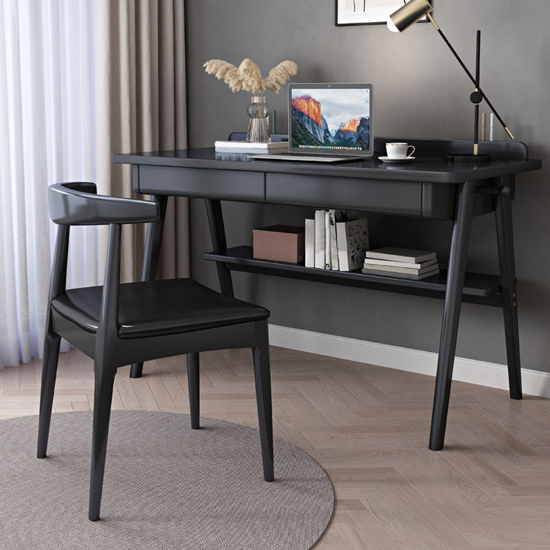 Rectangular Solid Wood Writing Desk Modern Black Writing Desk for Home