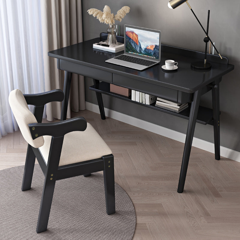 Rectangular Solid Wood Writing Desk Modern Black Writing Desk for Home