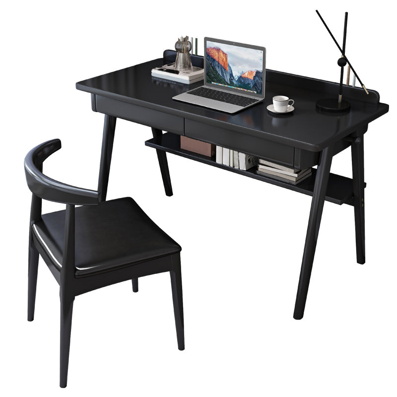 Rectangular Solid Wood Writing Desk Modern Black Writing Desk for Home