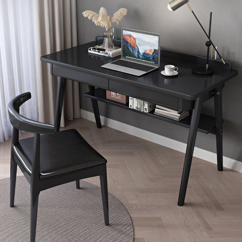 Rectangular Solid Wood Writing Desk Modern Black Writing Desk for Home