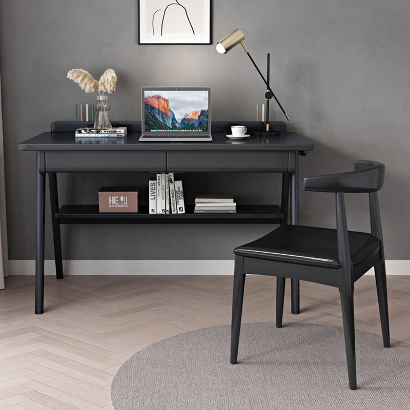 Rectangular Solid Wood Writing Desk Modern Black Writing Desk for Home