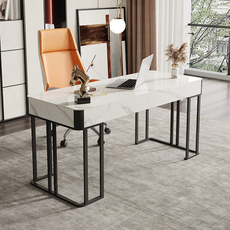 Home or Office Rectangular Office Desk with Metal Base Writing Desk