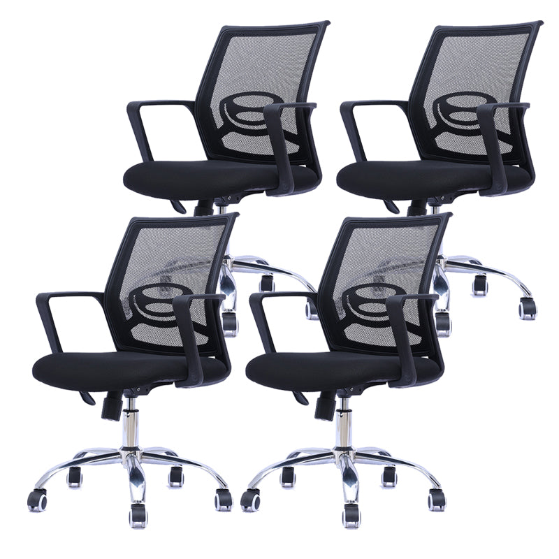 Contemporary Arm Chair Fixed Arms Mid-back Mesh Black Office Chair