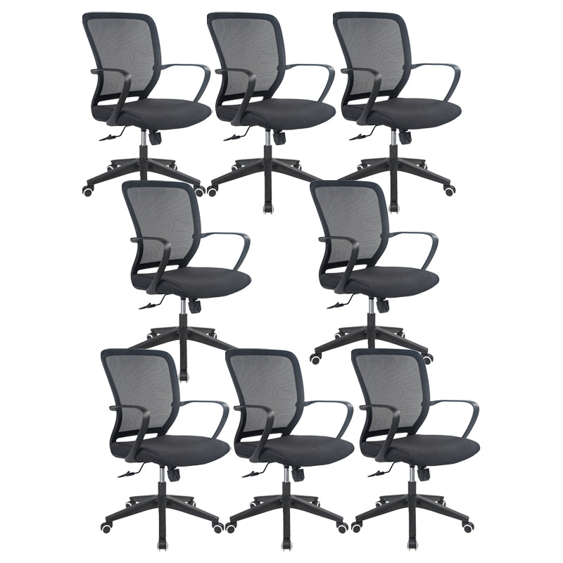 Contemporary Arm Chair Fixed Arms Mid-back Mesh Office Chair